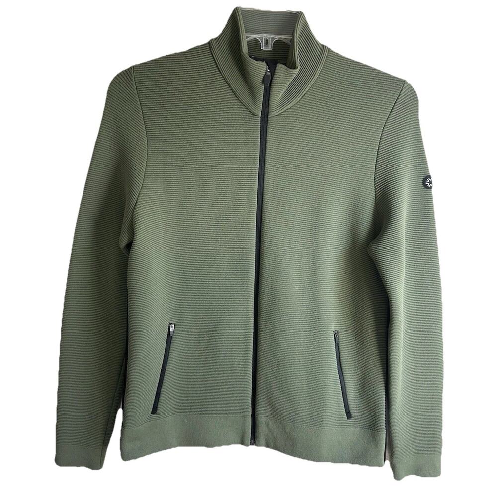 Newland Italy Full Zip Jacket Men S Green Ski Tech Ribbed Minimalist Sweater